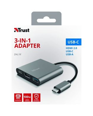 USB-хаб Trust Dalyx 3-in-1 Multiport USB-C Adapter ALUMINIUM (23772_TRUST)