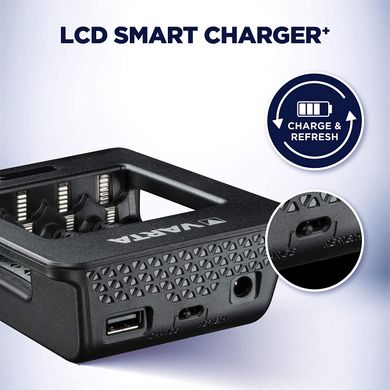 Зарядний пристрій VARTA LCD Smart Plus CHARGER+4xAA 2100 mAh (57684101441)