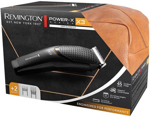 Машинка для стрижки Remington Power X Series X3насадок-2 кейсножницы расческа (HC3000GP)