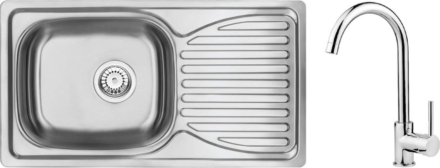 Набір для кухні Deante Doppio, сталева мийка ZEN_0113 + змішувач BOC_062M, сталь (ZENB0113)