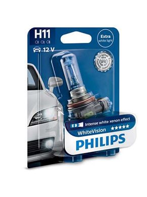 Автолампи Philips H11 WhiteVision 3700K, 1шт (12362WHVB1)