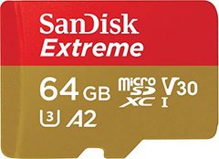 Карта пам'яті SanDisk 64GB microSDXC C10 UHS-I U3 R160/W60MB/s Extreme V30 + SD (SDSQXA2-064G-GN6AA)