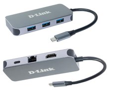 USB-хаб D-Link DUB-2335 3xUSB3.0, 1xUSB-C/PD, 1xHDMI 1.4b, 1xGE, USB-C (DUB-2335)