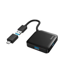 USB-хаб Hama 4 Ports USB 3.2, USB-C Adapter Black (00200116)