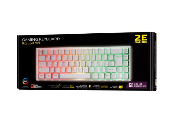 Клавіатура ігрова 2E GAMING KG360 RGB 68key WL White Ukr (2E-KG360UWT)