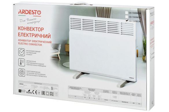 Конвектор електричний ARDESTO СН-1500ECW, 15 м2, 1500 Вт, (CH-1500ECW)