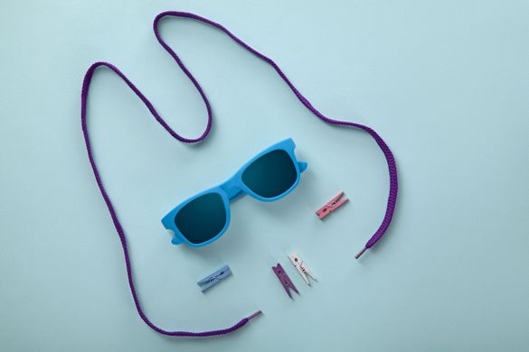 Детские солнцезащитные очки Koolsun неоново-голубые серии Wave (Размер: 3+) (KS-WANB003)