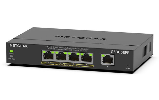 Коммутатор NETGEAR GS305EPP 4xGE PoE+ (120W) 1xGE управляемый (GS305EPP-100PES)