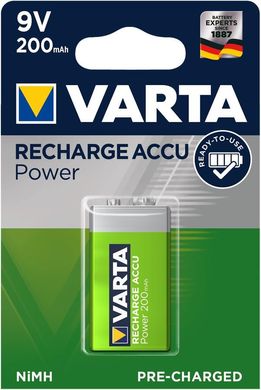 Аккумулятор VARTA RECHARGEABLE ACCU 6F22 9V 200mAh BLI 1 NI-MH (READY 2 USE) (56722101401)