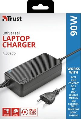 Адаптер питания Trust Plug & Go 90W Universal Laptop Charger BLACK (20194)
