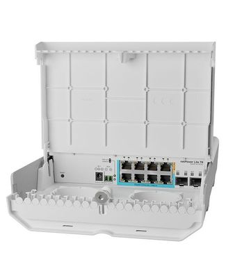Комутатор MikroTik CSS610-1Gi-7R-2S+OUT 8xGE (7xPoE-in), 1xPassive PoE out, 2xSFP+ (CSS610-1GI-7R-2S+OUT)