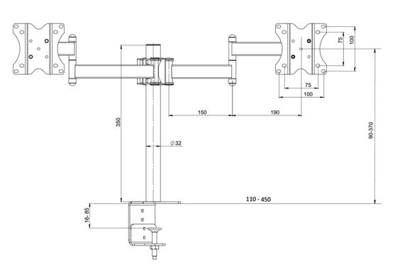 Настольный кронштейн KSL DM32T для двух мониторов 13-32" (DM32T)