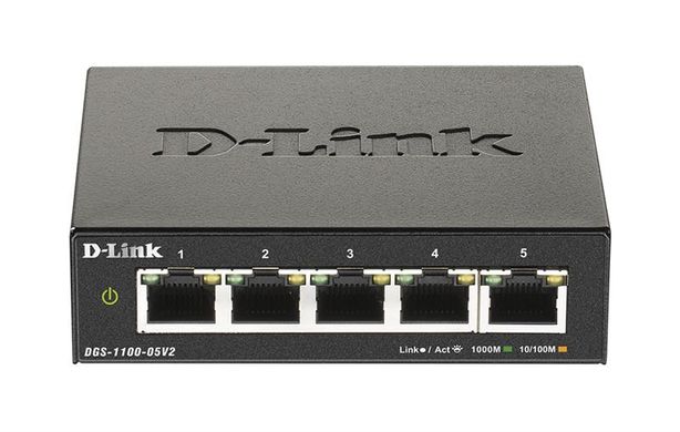 Коммутатор D-Link DGS-1100-05V2 5xGE, EasySmart (DGS-1100-05V2)