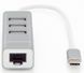 Концентратор-адаптер DIGITUS USB Type-C, 3xUSB+Fast Ethernet (DA-70253)