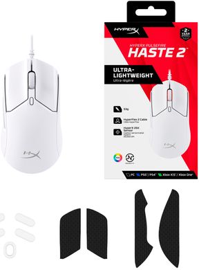 Міш HyperX Pulsefire Haste 2 USB White (6N0A8AA)