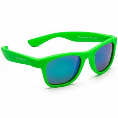 Дитячі сонцезахисні окуляри Koolsun неоново-зелені серії Wave (Розмір: 3+) (KS-WANG003)