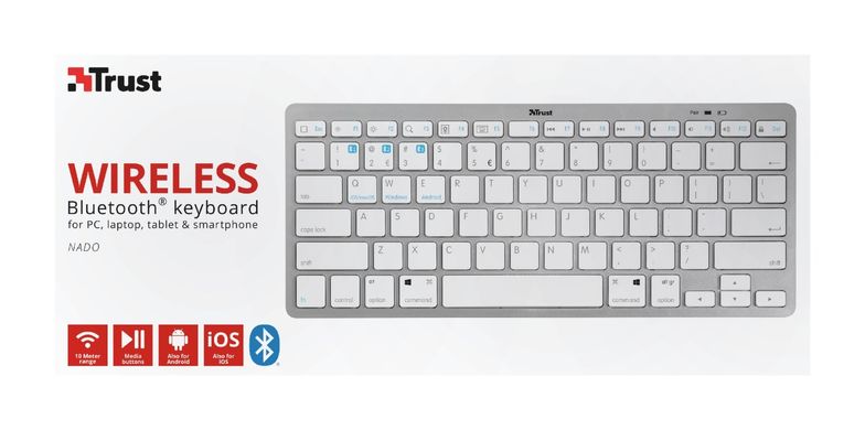 Клавиатура Trust Nado BT White для ПК ноутбука планшета или смартфона (23746_TRUST)