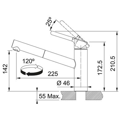 Змішувач для кухні Franke Orbit довжина виливу — 225 мм витяжний 1 важіль хром-бежевий (115.0623.136)