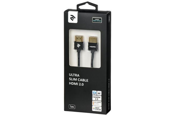 Кабель 2Е HDMI 2.0 (AM/AM), Gen2 Ultra Slim cable, black, 1m (2E-W9668BL-1M)