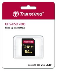 Картка пам'яті Transcend 64 GB SDXC C10 UHS-II U3 R285/W180MB/s 4K (TS64GSDC700S)