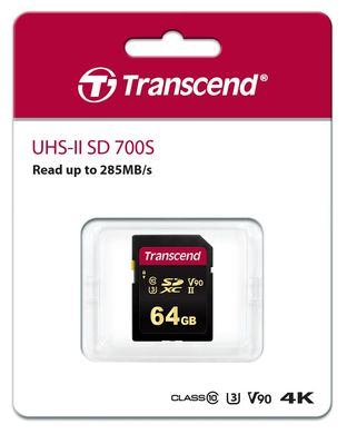 Картка пам'яті Transcend 64 GB SDXC C10 UHS-II U3 R285/W180MB/s 4K (TS64GSDC700S)