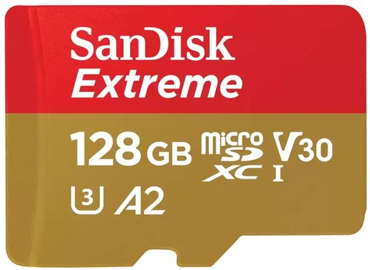 Карта пам'яті SanDisk microSD 128GB C10 UHS-I U3 R190/W90MB/s Extreme V30 (SDSQXAA-128G-GN6MN)