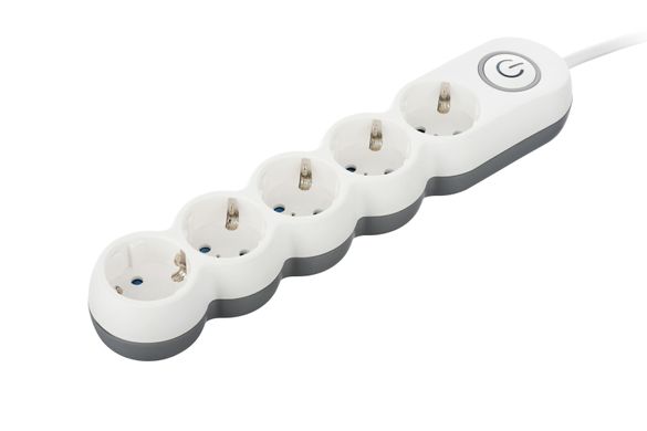 Подовжувач 2Е Plus 5XSchuko з вимикачем, 3G*1.0 мм, 3 м, white (2E-U05VESM3W)