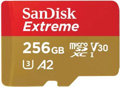 Картка пам'яті microSD 256 GB SanDisk C10 UHS-I U3 R190/W130MB/s Extreme V30 (SDSQXAV-256G-GN6MN)