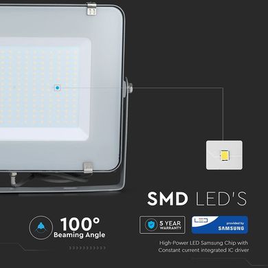 Прожектор вуличний LED V-TAC, 200W, SKU-484, Samsung CHIP, 230V, 4000К, сірий (3800157631402)