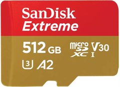 Карта памяти microSD 512GB SanDisk C10 UHS-I U3 R190/W130MB/s Extreme V30 (SDSQXAV-512G-GN6MN)