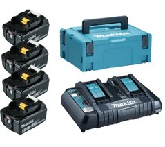 Набор аккумулятора и зарядного устройства Makita 198091-4 LXT BL1860B, 4х18В, 6А•час, ЗУ DC18RD, кейс Makpac 3 (198091-4)
