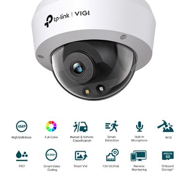 IP-камера TP-LINK VIGI C240-2.8 PoE 4Мп 28 мм H265+ IP66 Turret кольорове нічне бачення внутрішня