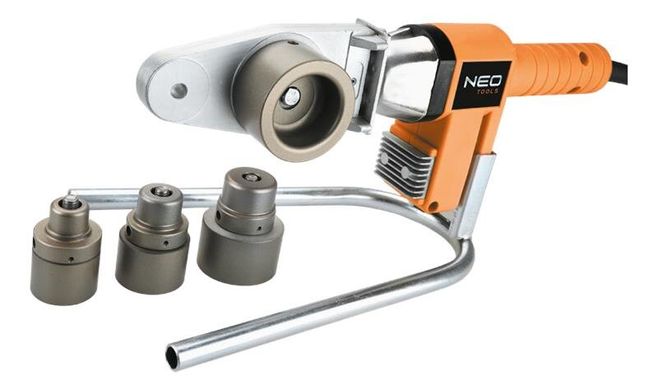 Паяльник для пластикових труб NEO Tools, 650 Вт, 4 насадки, PTFE-покриттяб, 260 °C, 4,4 кг, кейс (21-001)