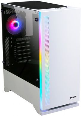 Корпус Zalman S5, MidT, 2xUSB2.0, 1xUSB3.0, 1x120мм,1x120мм RGB, скло (бічна панель), без БЖ, білий (S5WHITE)