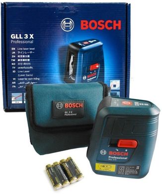 Нівелір лазерний Bosch GLL 3 X точність ± 0.5 мм на 1 м до 15 м 0.5 кг (0.601.063.CJ0)