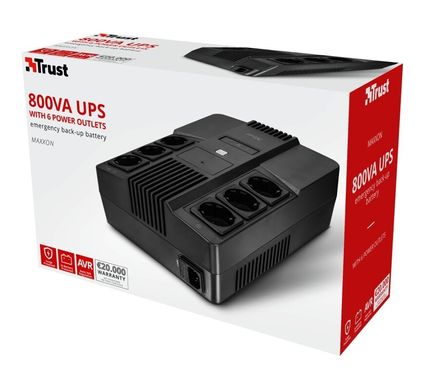 ДБЖ Trust Maxxon 800VA UPS with 6 standard wall power outlets BLACK (23326_TRUST)