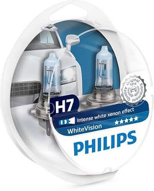 Автолампы Philips H7 WhiteVision 3700K 2шт (12972WHVSM)