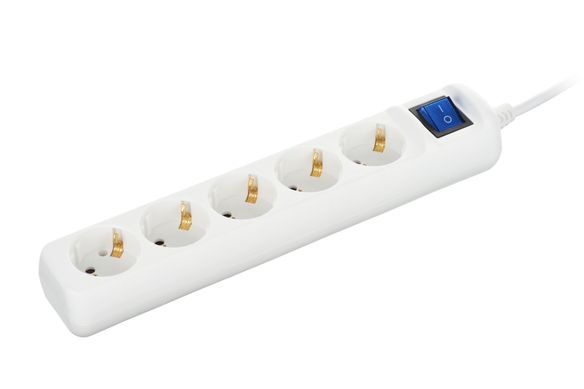 Сетевой фильтр 2Е 5XSchuko с выключателем, 3G*1.0мм, 3м, белый (2E-U05ESM3W)