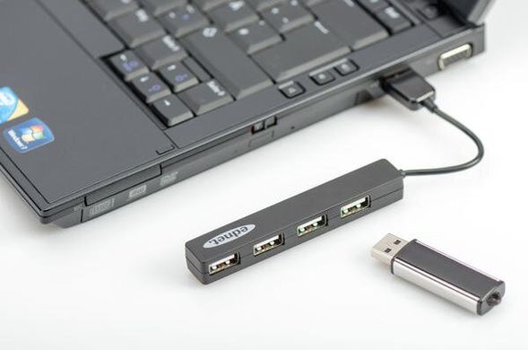 Концентратор EDNET 4 порта, USB 2.0, Black (85040)