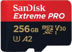 Картка пам'яті microSD 256 GB SanDisk C10 UHS-I U3 R200/W140MB/s Extreme Pro V30 + SD (SDSQXCD-256G-GN6MA)