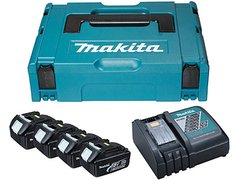 Набор аккумуляторов + зарядное устройство Makita 197954-1, LXT BL1830 x 4шт (18В, 3Ач) + DC18RC, кейс Makpac1 (197954-1)