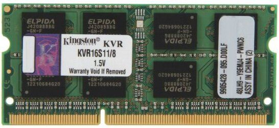 Память для ноутбука Kingston DDR3 1600 8GB SO-DIMM 1.5V (KVR16S11/8)