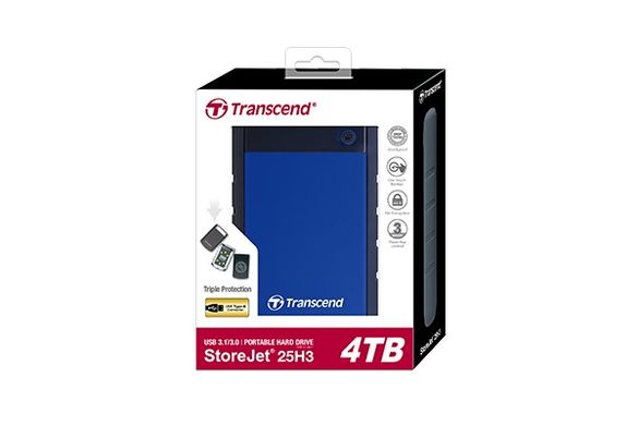 Портативний жорсткий диск 4 Transcend USB 3.1 StoreJet 25H3 Blue (TS4TSJ25H3B)