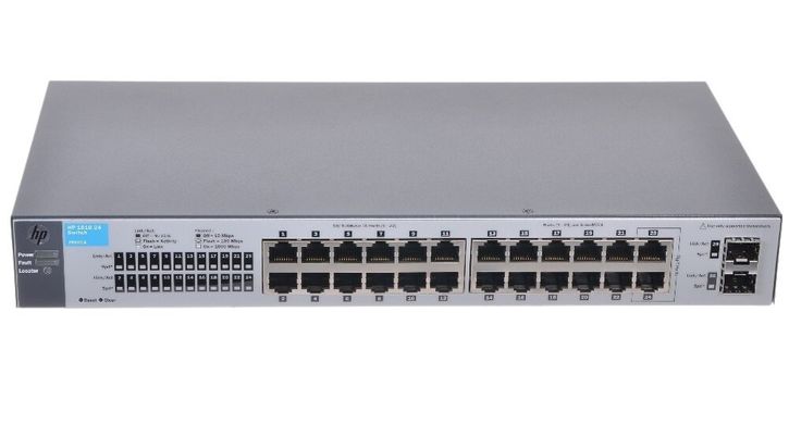 Коммутатор HP 1810-24 V2 Smart Switch, 22x10/100+ 2xGE-T+ 2x SFP ports, L2, LT Warranty (J9801A)