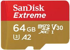 Картка пам'яті microSD 64 GB SanDisk C10 UHS-I U3 R170/W80MB/s Extreme V30 (SDSQXAH-064G-GN6MN)