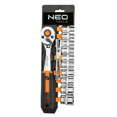 Набір торцевих головок Neo Tools 12 шт 3/8" тріскачка 90 зубців CrV (10-020N)