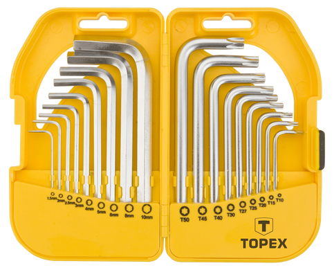 Ключи TOPEX шестигранные HEX и Torx, набор 18 шт. (35D952)