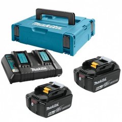 Набор аккумуляторов + зарядное устройство Makita LXT BL1860 x 2шт (18В, 6Ач) + DC18RD, кейс Makpac3 (198077-8)