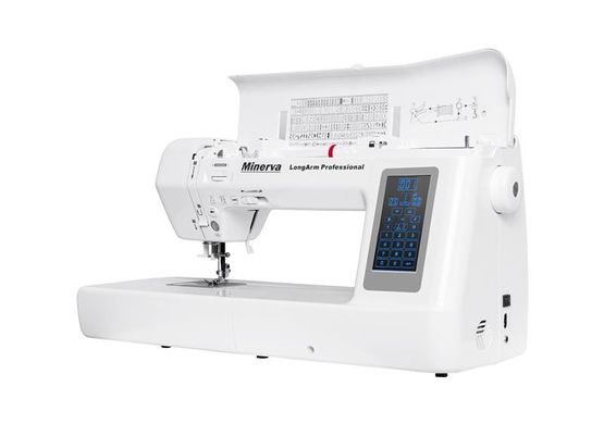 Швейна машина MINERVA LongArm Professional комп'ют.,90Вт, 500 швейних операцій, петля автомат, біла/сіра (LONGARM)