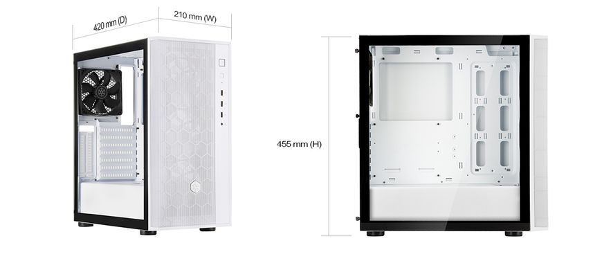 Корпус SilverStone FARA FAR1W-G-V2, без БП, 2xUSB3.0, 1xUSB2.0, 1x120mm Black fan, TG Side Panel, ATX, White